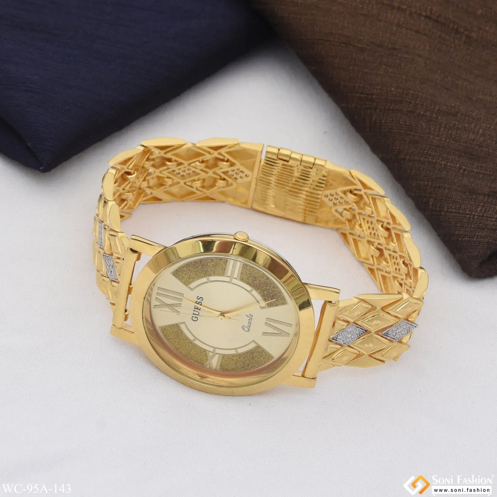 1 Gram Gold Plated Cool Design Superior Quality Watch for Men - Style A143