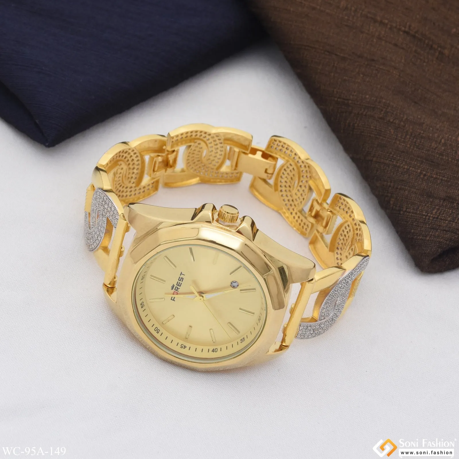 1 Gram Gold Plated Decorative Design Best Quality Watch for Men - Style A149