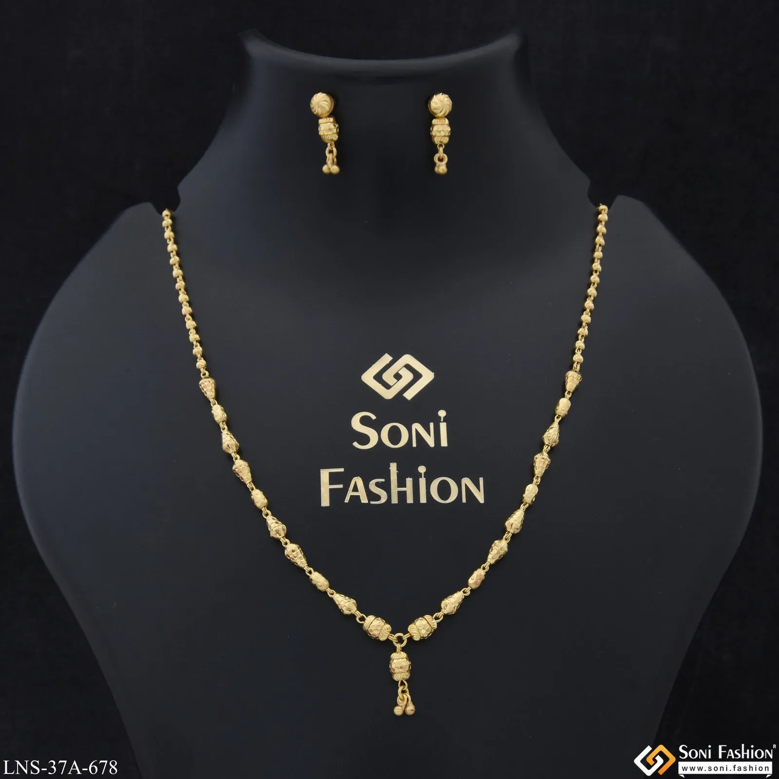 1 Gram Gold Plated Decorative Design Necklace Set for Ladies - Style A678