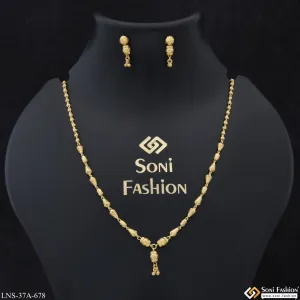 1 Gram Gold Plated Decorative Design Necklace Set for Ladies - Style A678