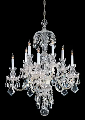 10 Light Polished Brass Crystal Chandelier Draped In Clear Spectra Crystal - C193-1140-PB-CL-SAQ