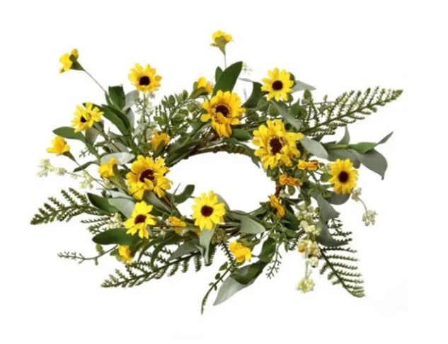 12" Mini Sunflower & Fern Candle Ring