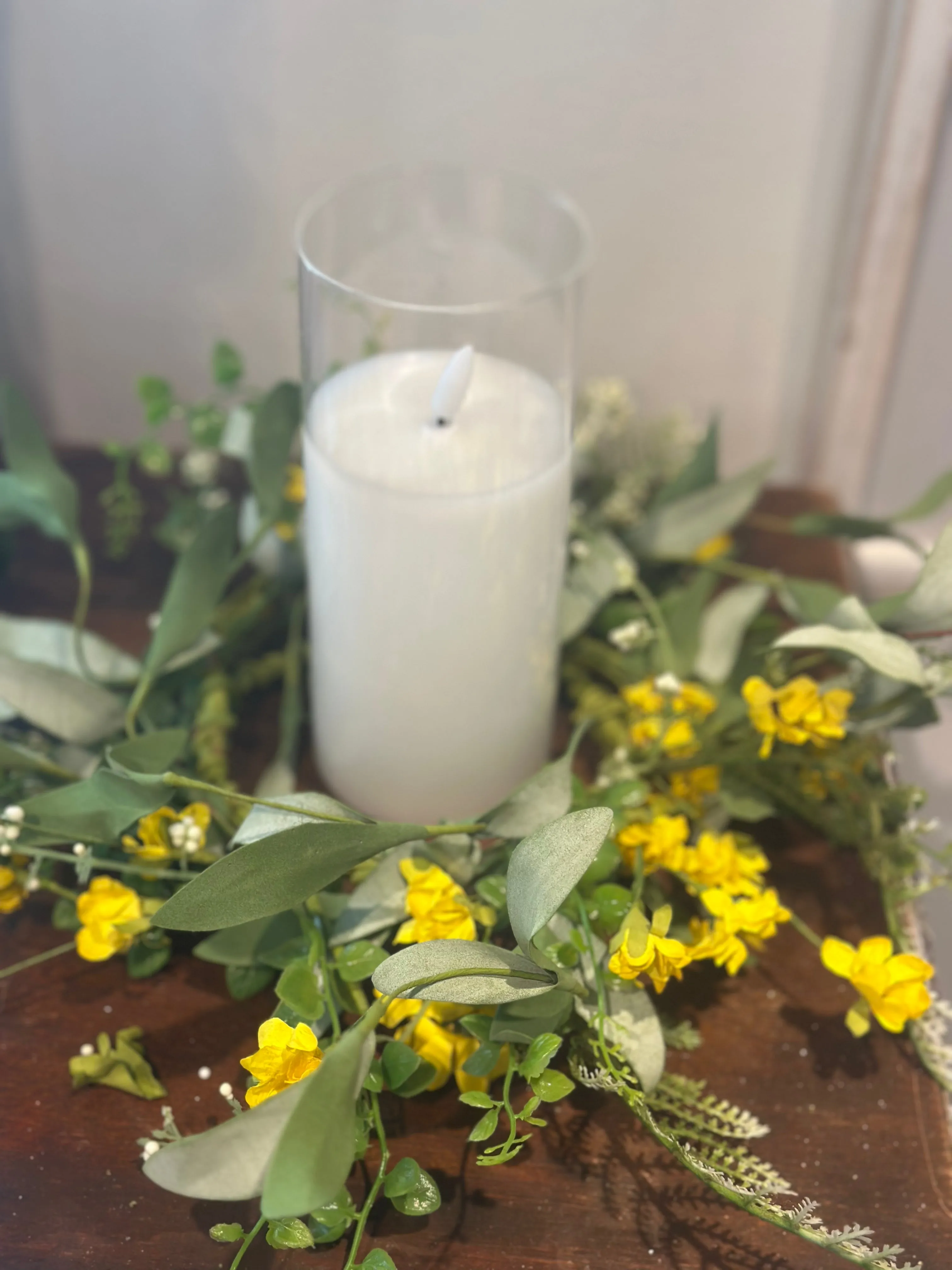 12" Mini Sunflower & Fern Candle Ring