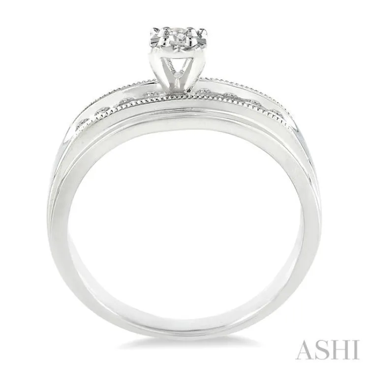 1/8 Ctw Round Cut Diamond Engagement Ring in 10K White Gold