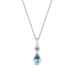 18ct White Gold Aquamarine & Diamond Pendant