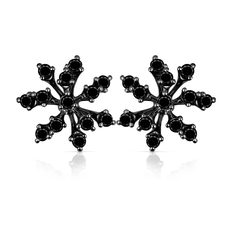 18k Luminus White Gold Earring With 0.43 Cts Vs-Gh And Black Diamonds