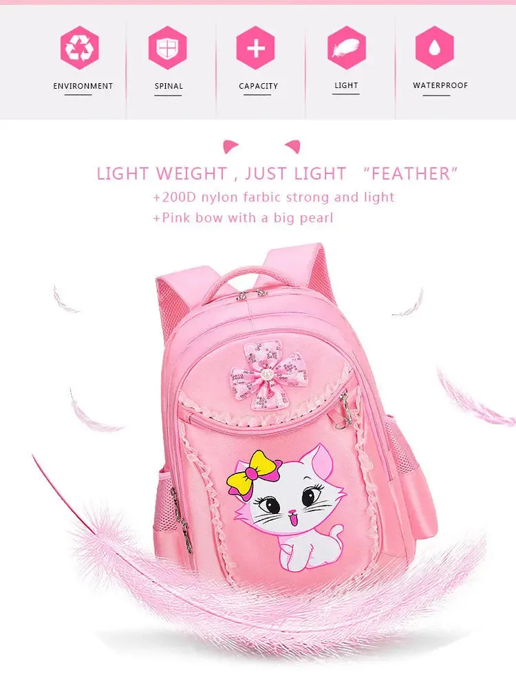 3 Pieces Pink Cat Children Backpack School Bags for girls 4136-1