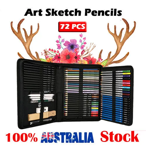 72pcs Complete Drawing Pencil Set with Sketch Charcoal Tools