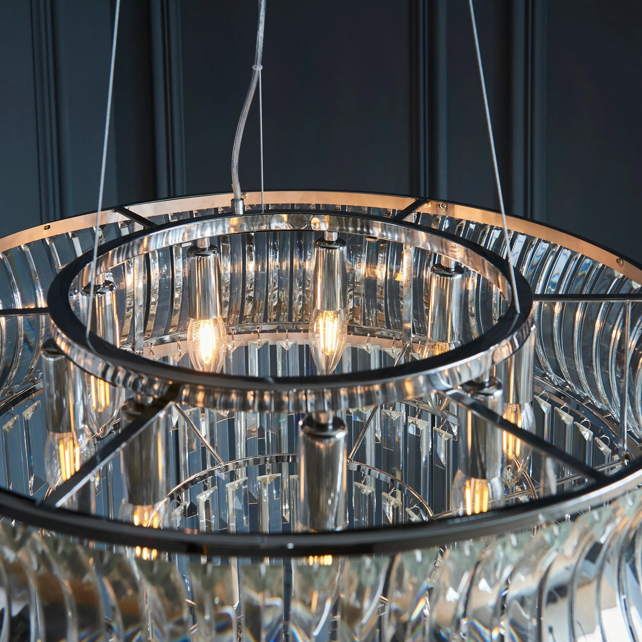 Amos Concave 9 Light Crystal Chandelier