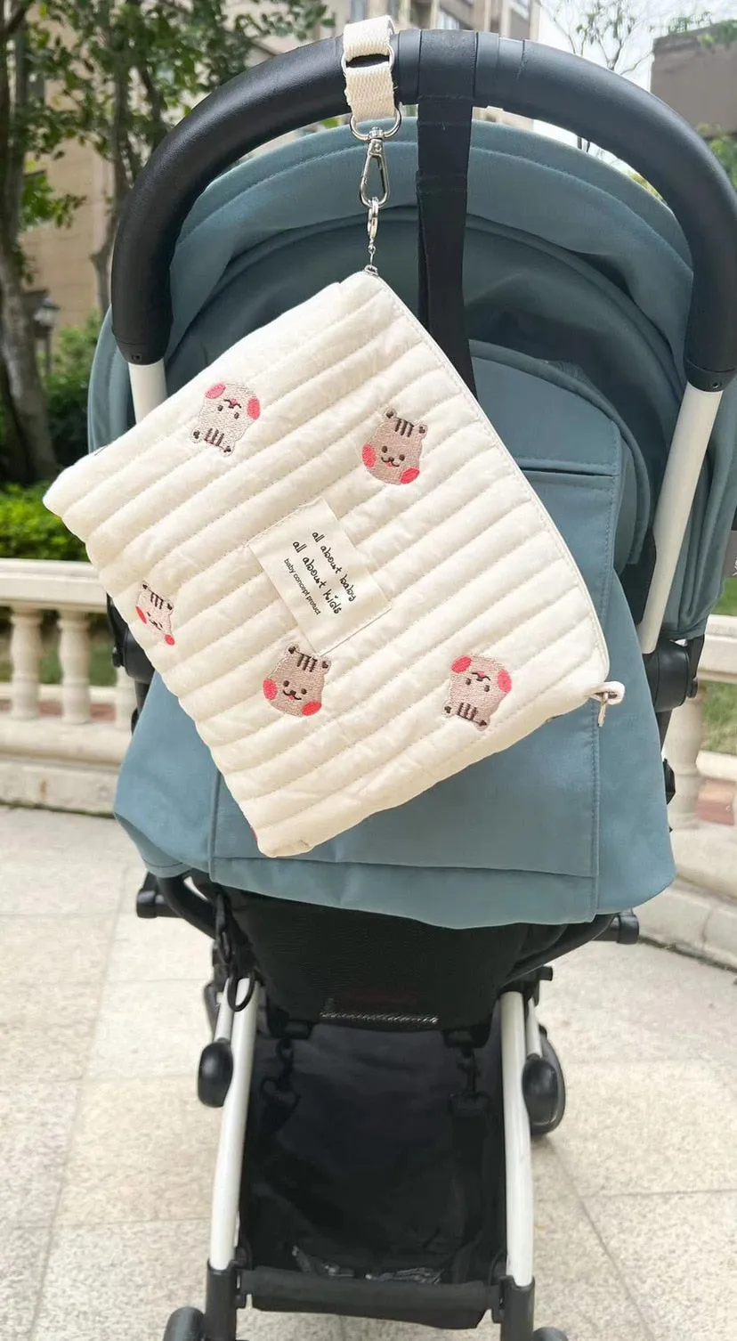 Bear Embroidery Baby Nappy Bag for Moms