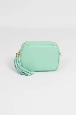 Beau - Italian Leather Crossbody Bag - Mint, Pebbled