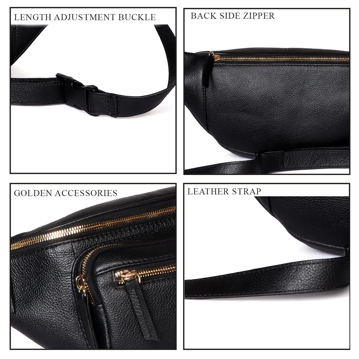 Black Textured Belt Bag