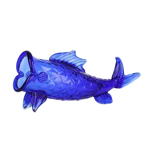 Blue Thin Glass Fish Vase