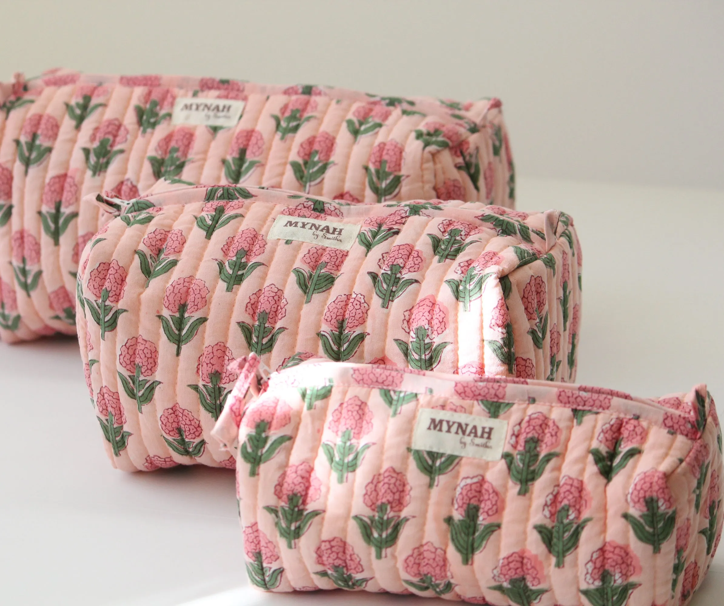 'BLUSH MARIGOLD'  printed travel/makeup zipper pouch-LARGE only