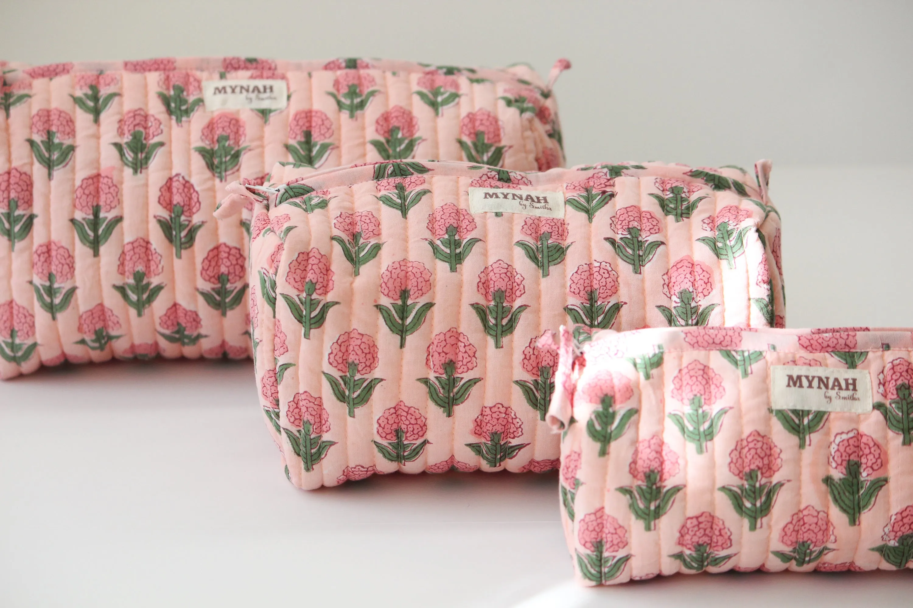 'BLUSH MARIGOLD'  printed travel/makeup zipper pouch-LARGE only