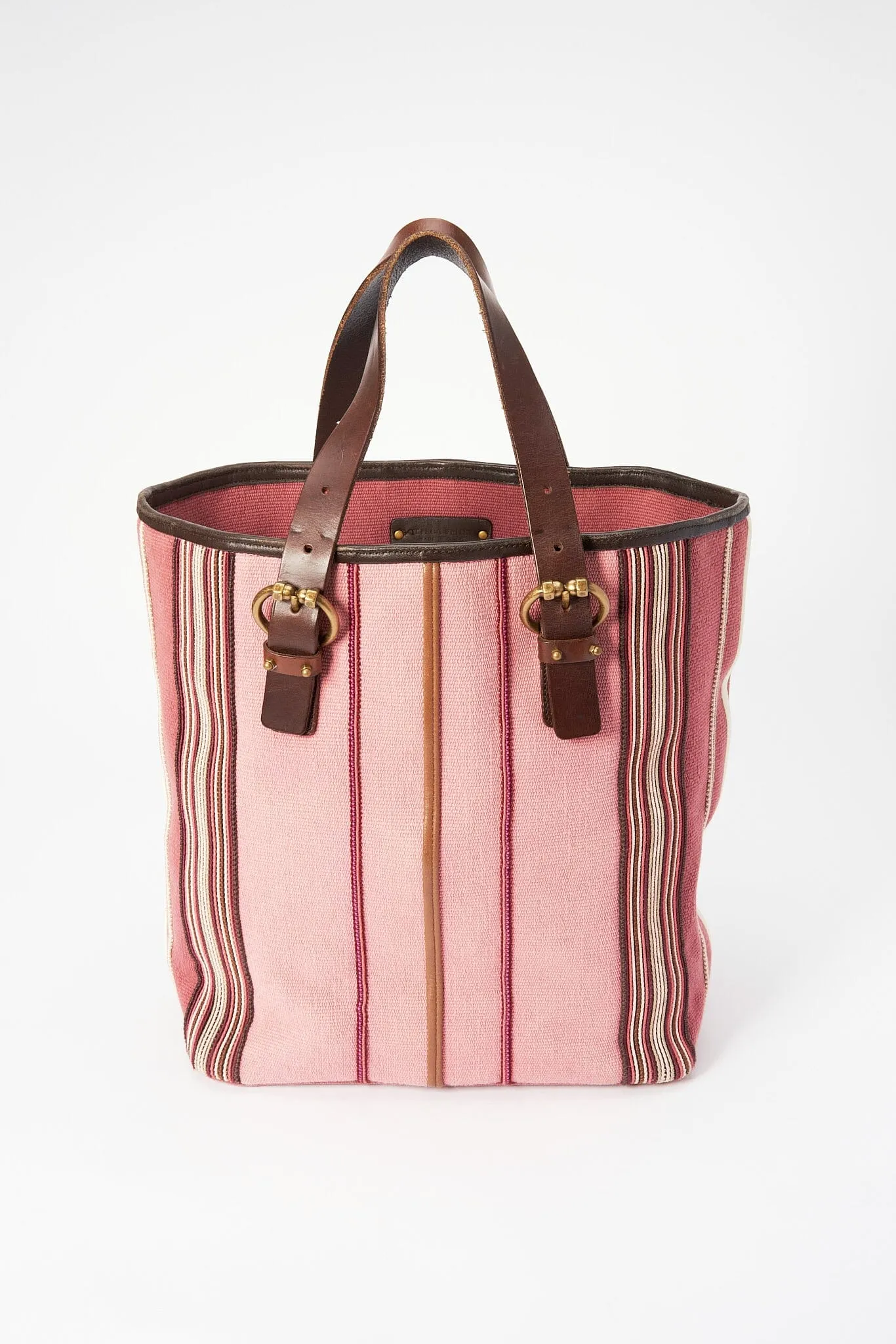 Bottega Veneta Striped Canvas and Leather Tote