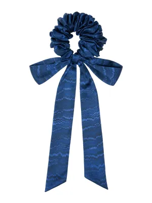 Bow Scrunchie in Navy Marbling