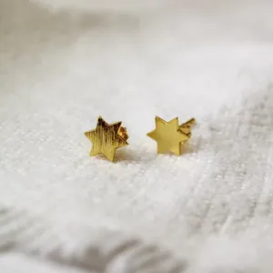 Brushed Metal Star Stud Earrings