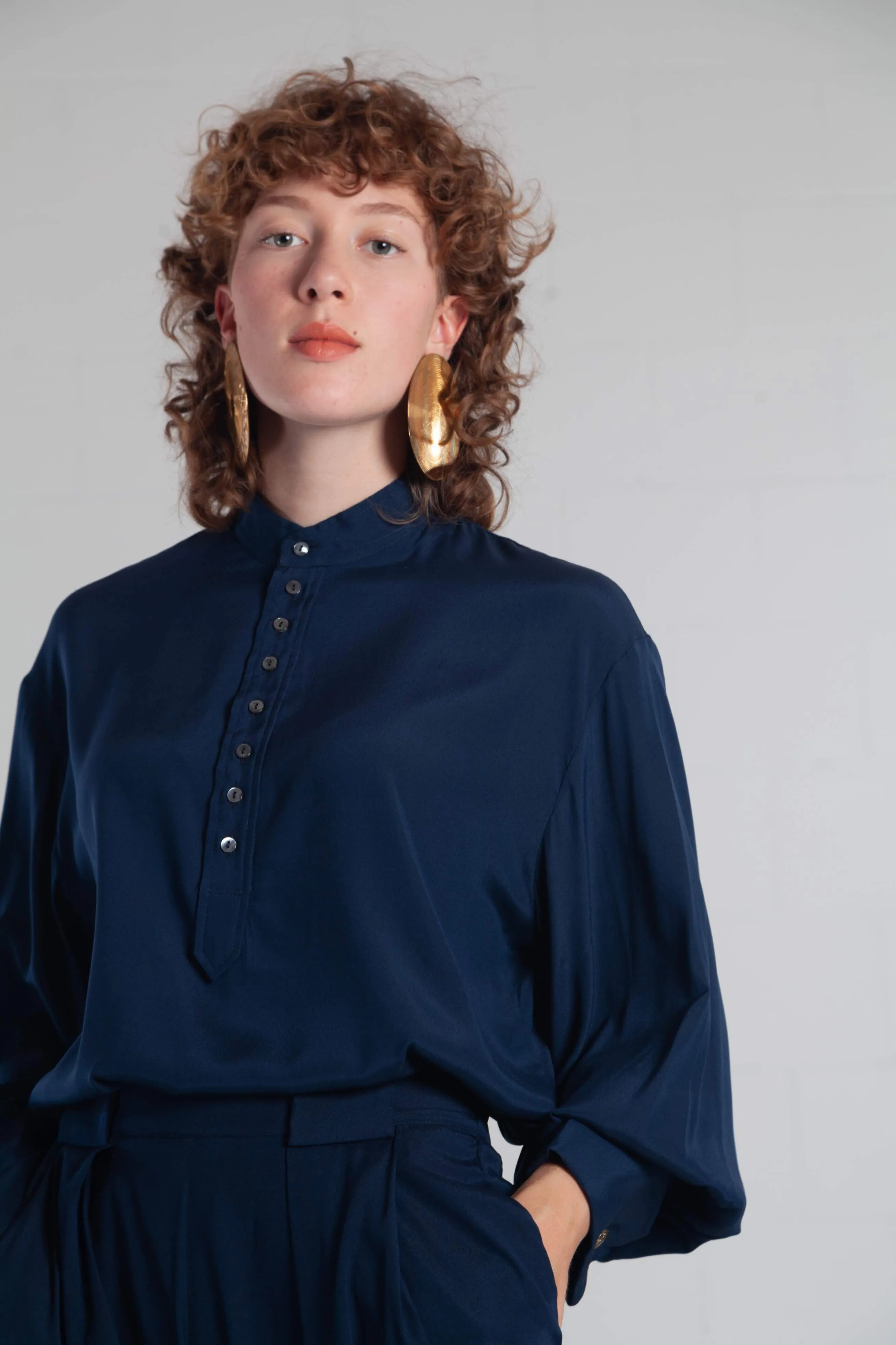 ByAdushka Blue Paul Silk Blouse