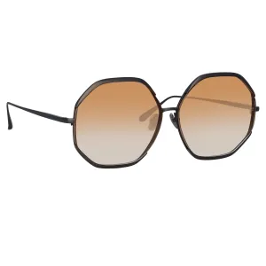 Camila Hexagon Sunglasses in Nickel and Camel