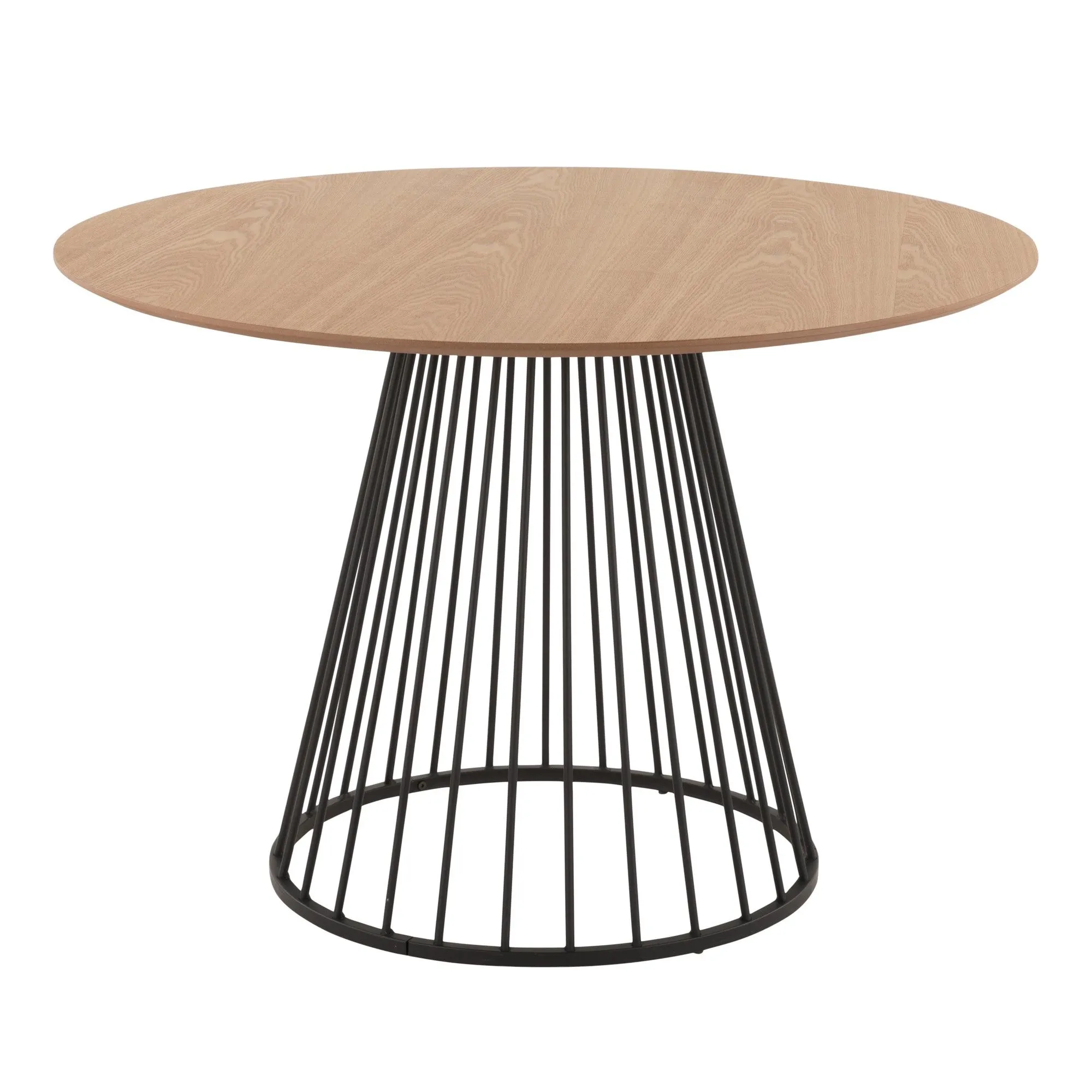 Canary Contemporary Dining Table in Black Metal and Natural Wood Top by LumiSource