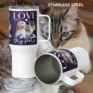 Cat & Dog Love, Travel mug with handle