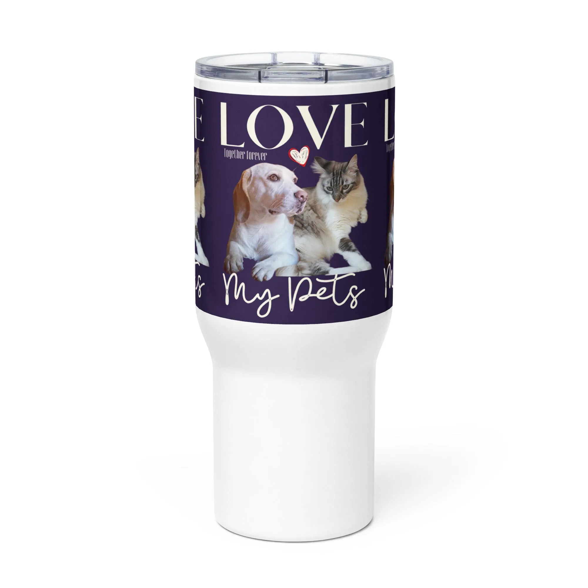 Cat & Dog Love, Travel mug with handle