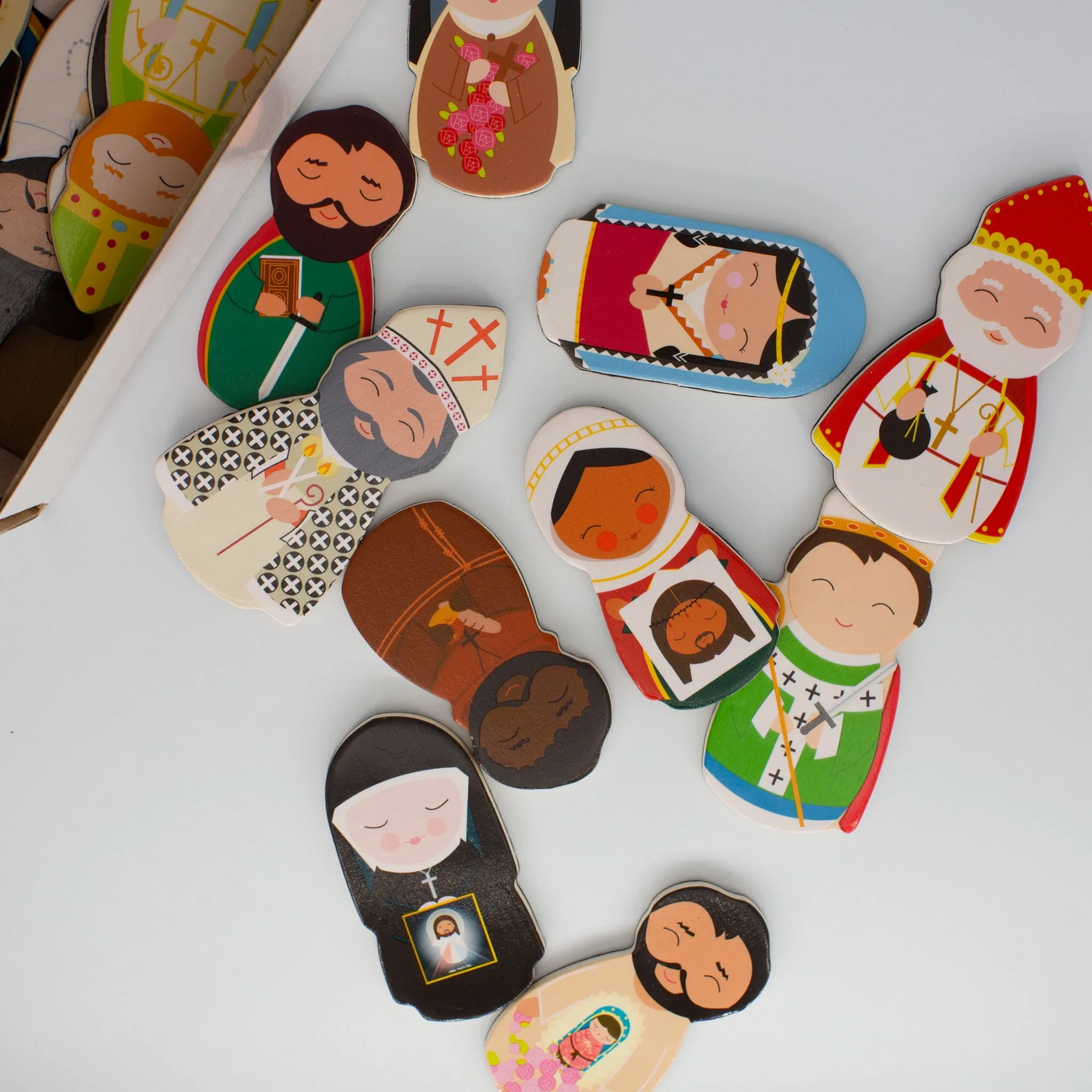 Catholic Saints Wooden Magnet Set