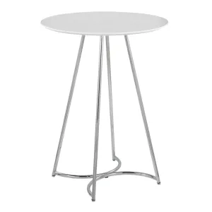 Cece Canary Contemporary/Glam Counter Table in Chrome Steel and White Wood by LumiSource