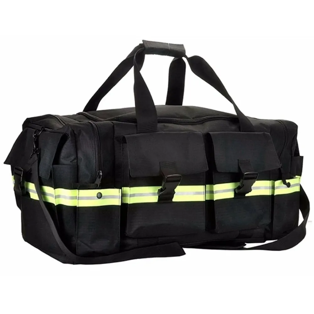 Customized Black Fire Station Duffel Bag with Fire Rescue Embroidery