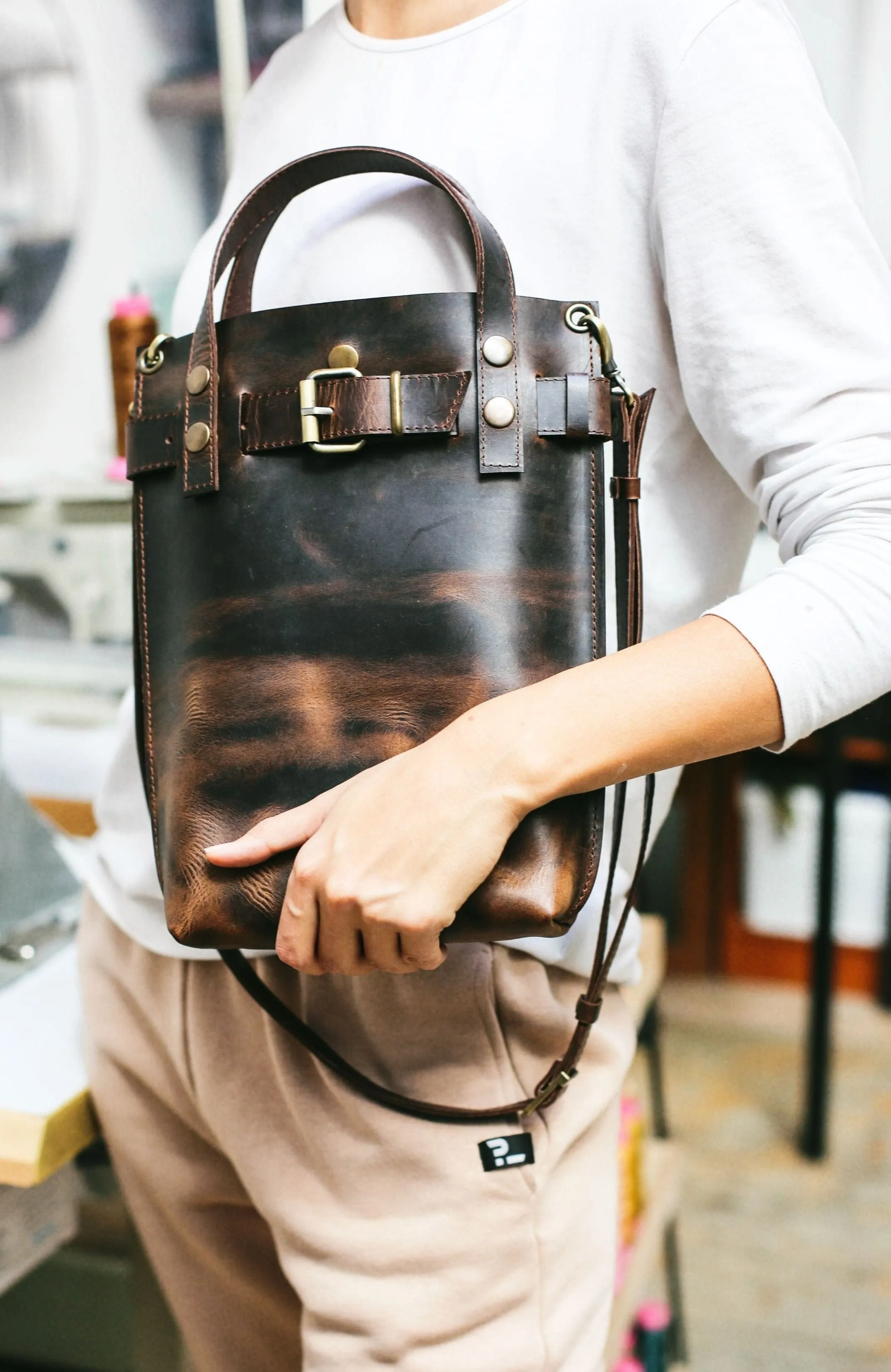 Dark Brown Leather Handbag