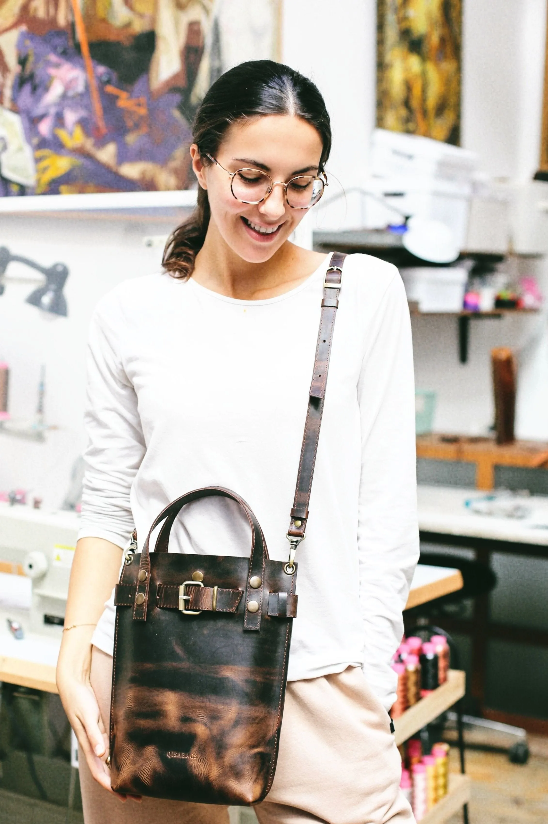 Dark Brown Leather Handbag