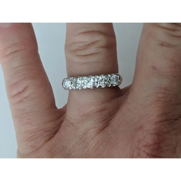 Diamond 5 Stone Anniversary Band .95ctw Of Sparkling Diamonds in 14K White Gold