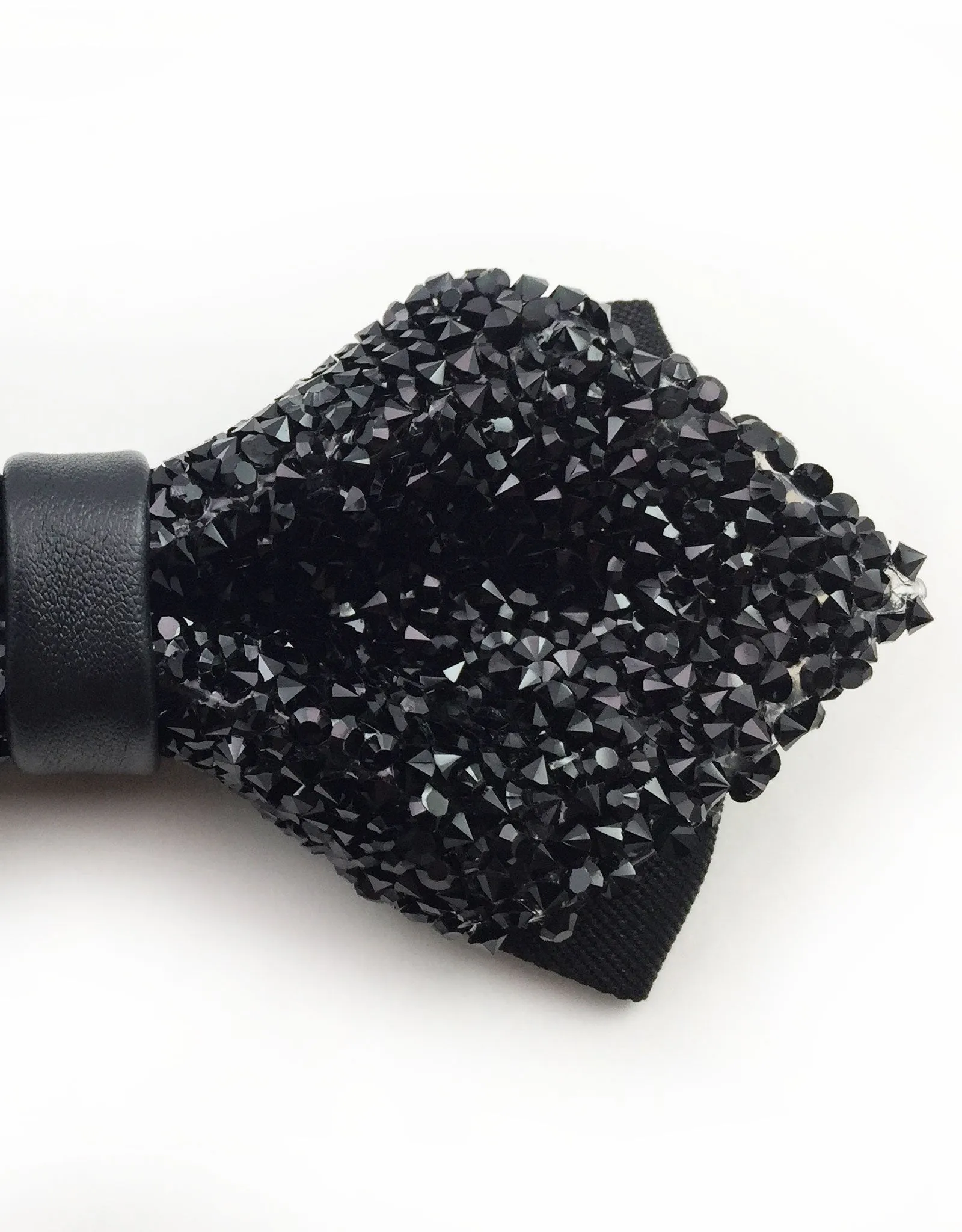 Diamond Tip Black Crystal Bow Tie