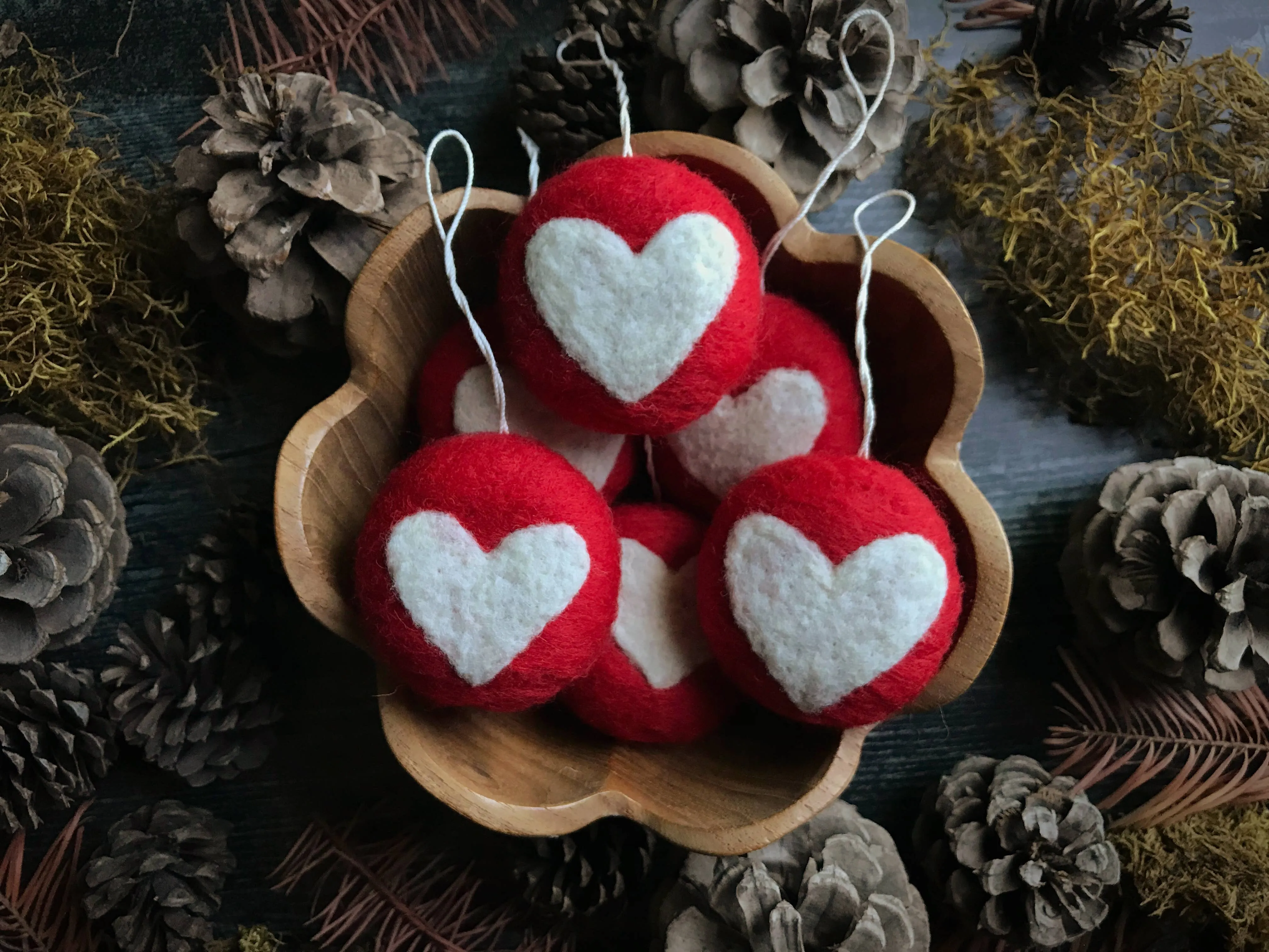 Eco-Friendly Felted Wool Round Ornament