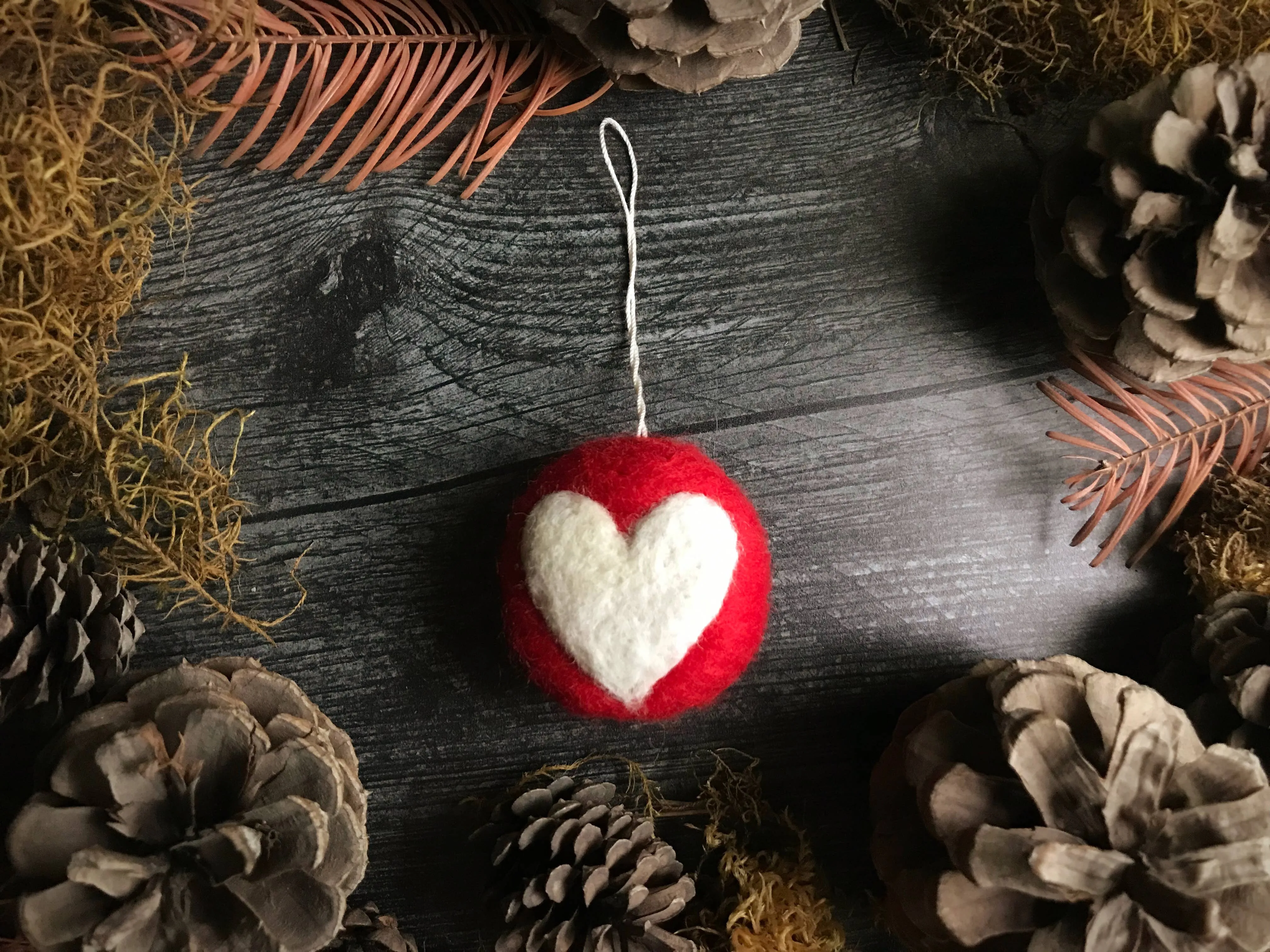 Eco-Friendly Felted Wool Round Ornament