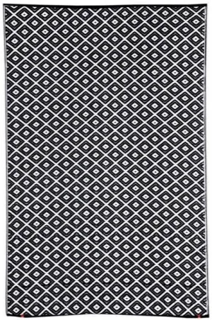 Eco Friendly Outdoor Rug - Diamond - Black & White