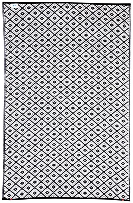 Eco Friendly Outdoor Rug - Diamond - Black & White