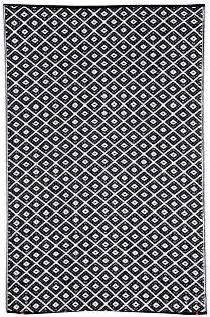 Eco Friendly Outdoor Rug - Diamond - Black & White