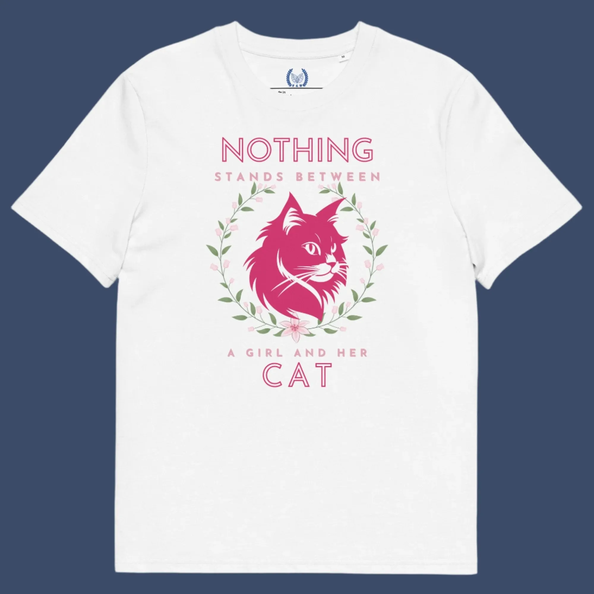 Eco-friendly t-shirt with cat print, Nothing Stands Between