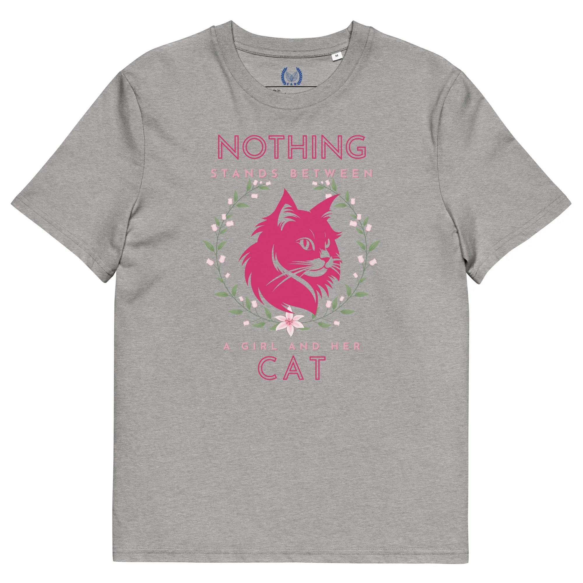 Eco-friendly t-shirt with cat print, Nothing Stands Between