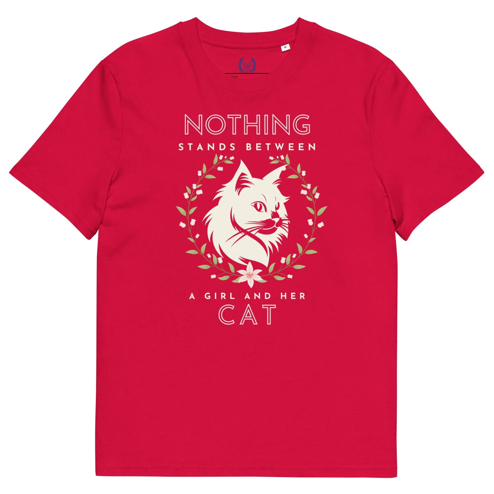 Eco-friendly t-shirt with cat print, Nothing Stands Between