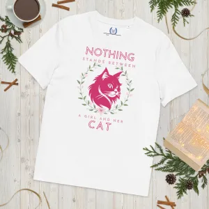 Eco-friendly t-shirt with cat print, Nothing Stands Between