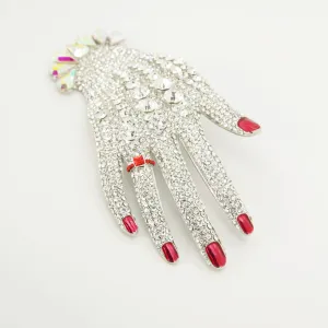 Elegant Crystal Hand Brooch