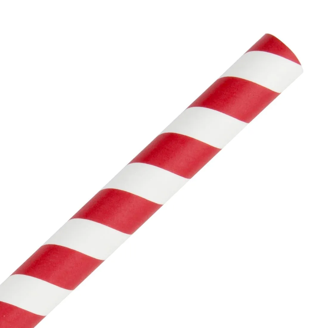 FB147 Fiesta Compostable Paper Smoothie Straws Red Stripes (Pack of 250)