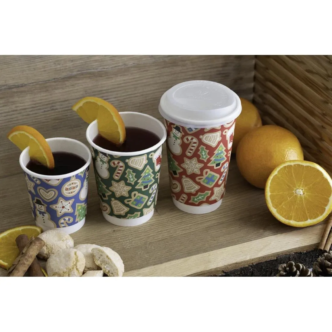 FU459 Vegware Double Wall Green Christmas Cup 89-Series 12oz (Pack of 500)