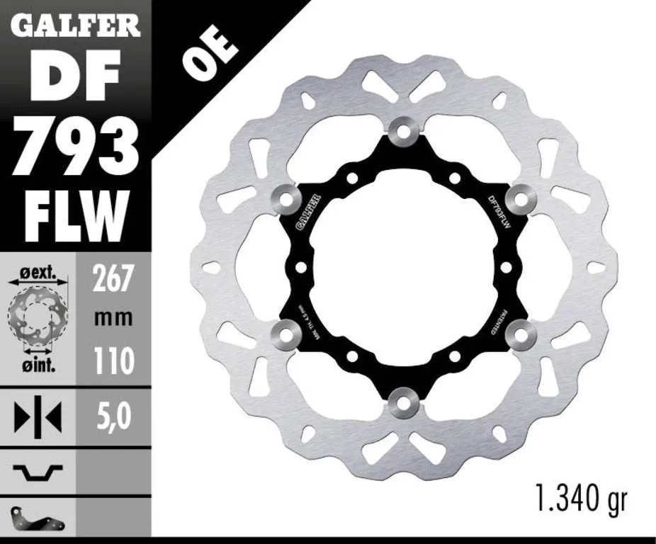 Galfer 267mm Rear Floating Wave Rotor KTM 1050/1090/1190/1290 Adv/R/Super Adv/R/T 2014-2017