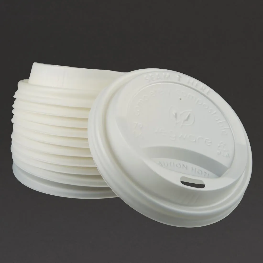 GH024 Vegware Compostable Coffee Cup Lids 225ml / 8oz (Pack of 1000)