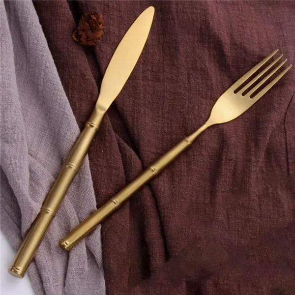 Gold Bamboo Stainless Steel Luxury Flatware