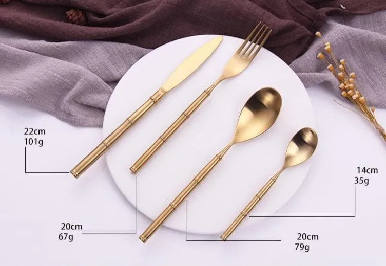 Gold Bamboo Stainless Steel Luxury Flatware